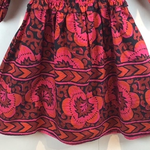 House of Harlow 1960 Shania Fuchsia block print puff sleeve milkmaid dress NWT M - Picture 3 of 7